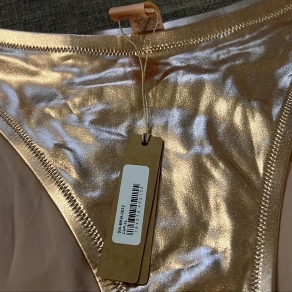 Skims Metallic Swim Dipped Mid Waist Bottoms